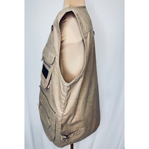 HQ Issue Tan Vest Men's Large L Tactical Hunting Vest Conceal Ammo Pockets - Picture 6 of 8